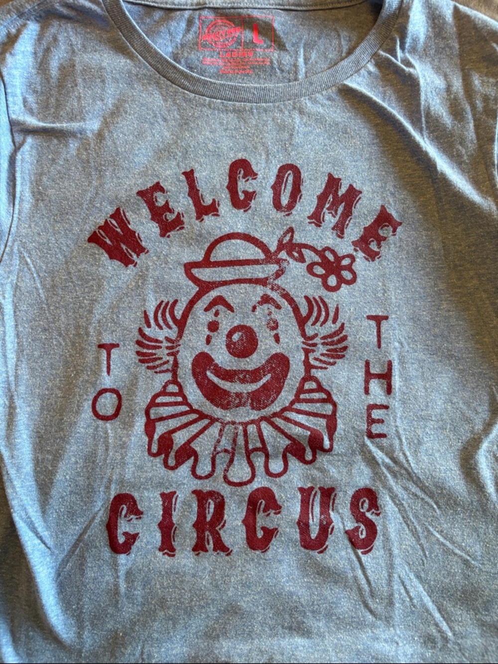 Crazy Dog T-Shirts Grey Tee with Red Circus Clown Graphic